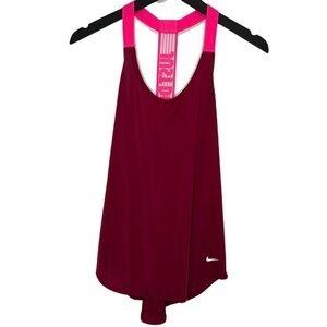 Nike Dry Fit Tank Hot Pink Maroon Work Out Gym Athlete HIIT Light Top